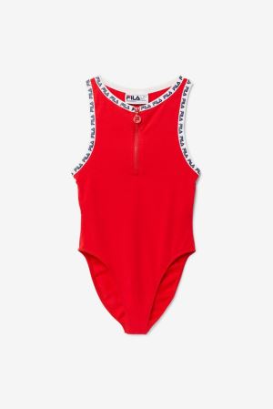 FILA Ulka Bodysuits Red / White,Womens Clothing | CA.LIKCRQ436